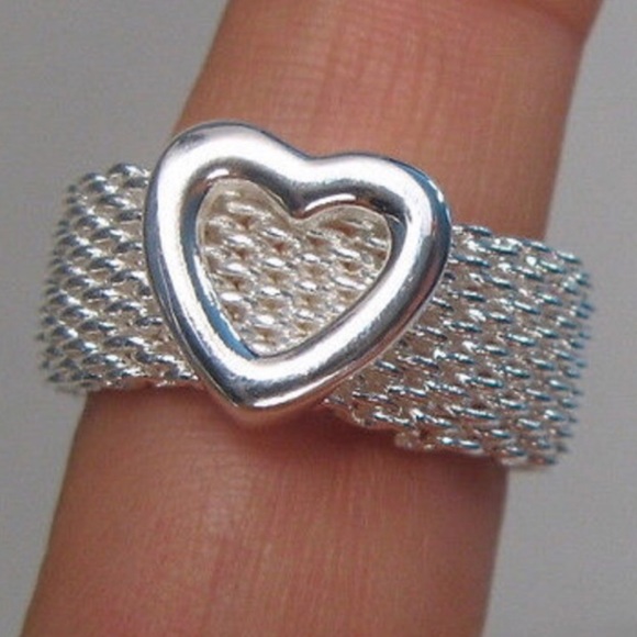 MERAKi Diamonds Jewelry - Sterling Silver Heart Mesh Ring in size 5